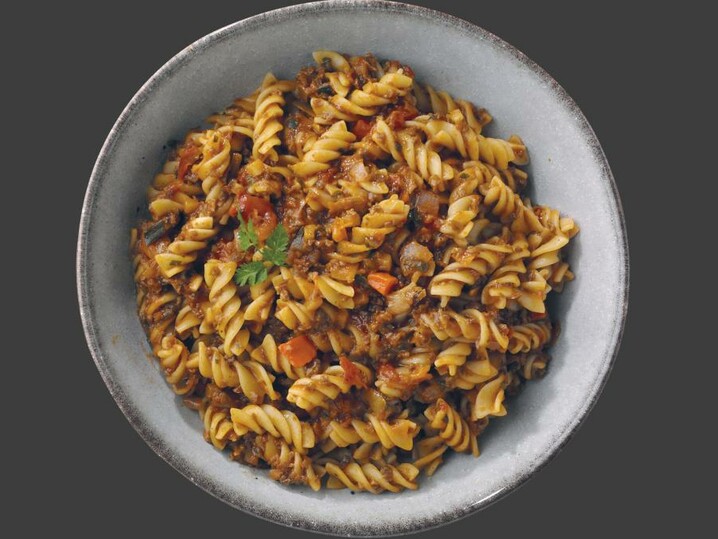 Fusilli met veganistische bolognese zonder gehakt