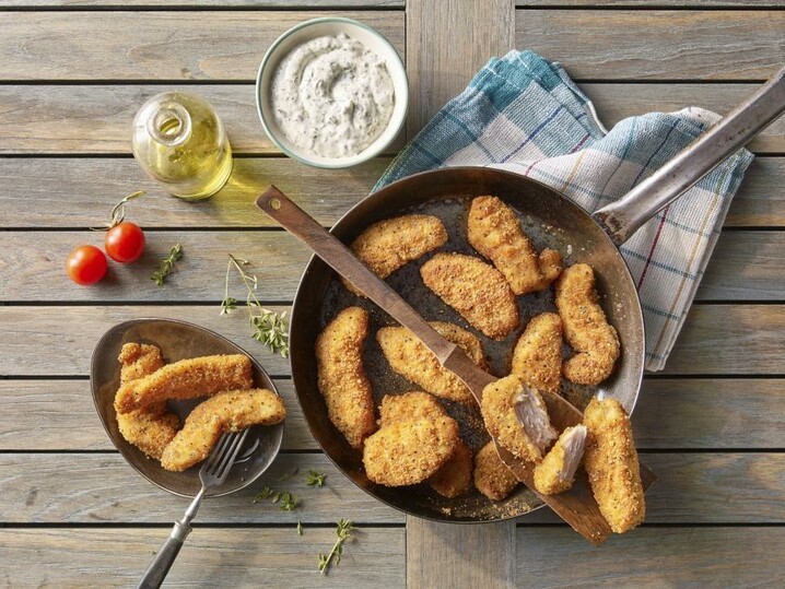 Krokante kippenstrips zeezout/peper